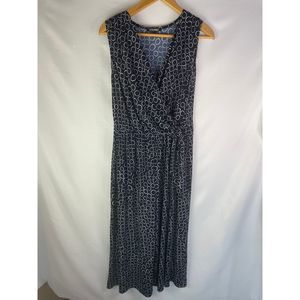 Roz & Ali Women Navy Blue White Print Wide Leg Pant Jumpsuit Sleeveless …